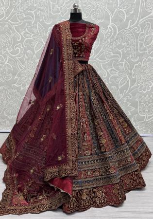 Picture of Exquisite Chiffon Maroon Lehenga Choli