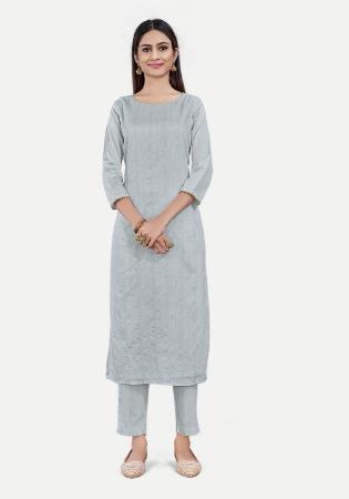 Picture of Silk Light Slate Grey Readymade Salwar Kameez