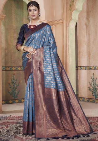 Picture of Resplendent Silk Steel Blue Saree