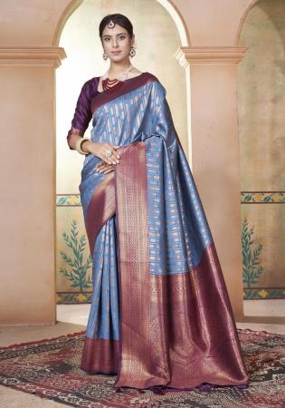 Picture of Good Looking Silk Grey Saree