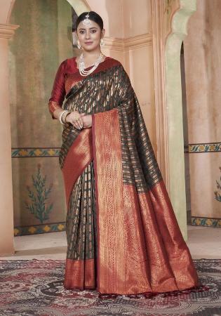 Picture of Taking Silk Dark Olive Green Saree