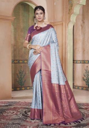 Picture of Ravishing Silk Light Slate Grey Saree