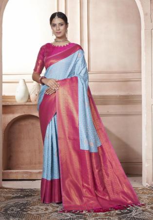 Picture of Magnificent Silk Powder Blue Saree