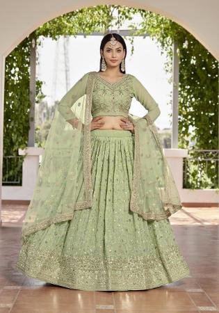 Picture of Beautiful Georgette Dark Sea Green Lehenga Choli