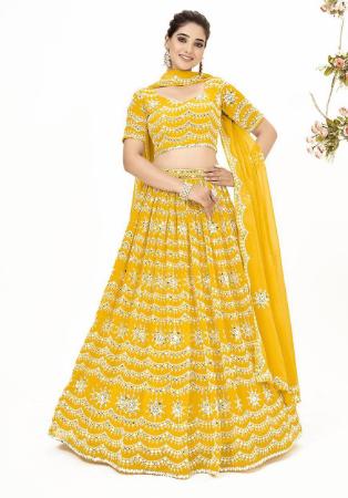 Picture of Well Formed Georgette Orange Lehenga Choli