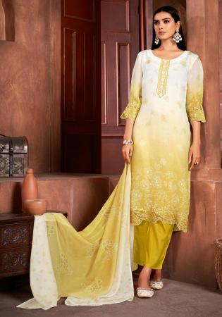 Picture of Shapely Organza Off White Readymade Salwar Kameez