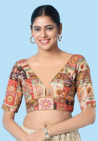 Picture of Delightful Silk Light Coral Designer Blouse