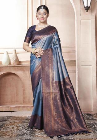 Picture of Sublime Silk Dark Slate Grey Saree