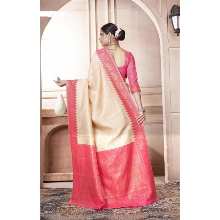 Picture of Fascinating Silk Pale Golden Rod Saree