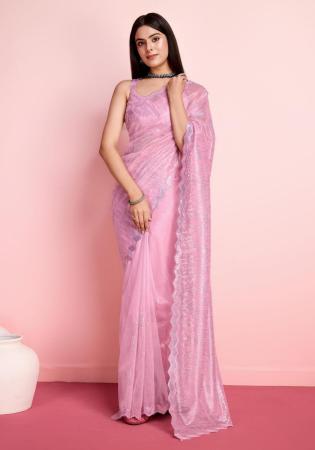 Picture of Magnificent Net Light Coral Saree