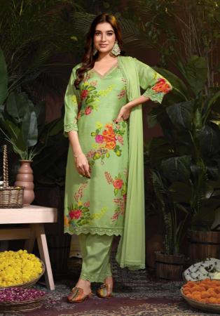 Picture of Enticing Chiffon Dark Khaki Readymade Salwar Kameez