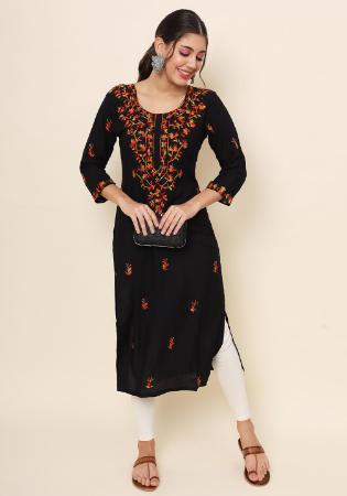 Picture of Wonderful Rayon Black Kurtis & Tunic