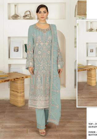 Picture of Elegant Georgette Grey Straight Cut Salwar Kameez