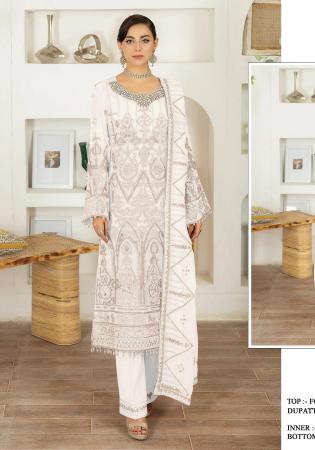 Picture of Gorgeous Georgette White Straight Cut Salwar Kameez