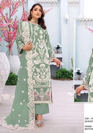 Picture of Georgette Dark Sea Green Straight Cut Salwar Kameez