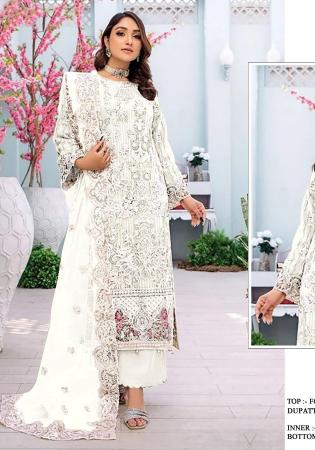 Picture of Pretty Georgette White Straight Cut Salwar Kameez