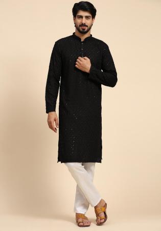 Picture of Elegant Rayon & Cotton Black Kurtis And Tunic