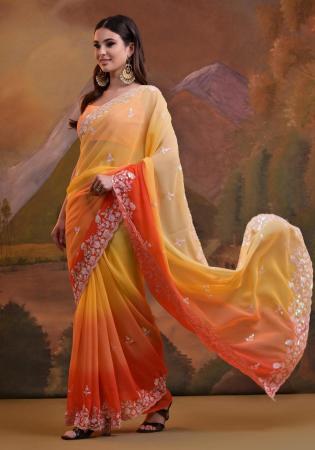 Picture of Lovely Georgette Burly Wood Saree