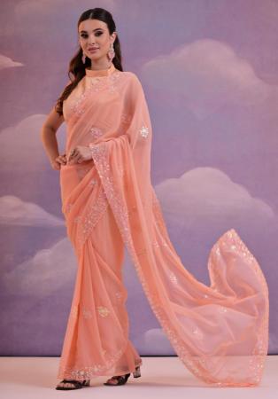 Picture of Splendid Georgette Pale Violet Red Saree