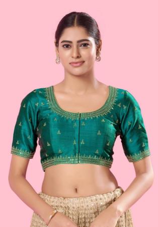 Picture of Superb Silk Teal Designer Blouse