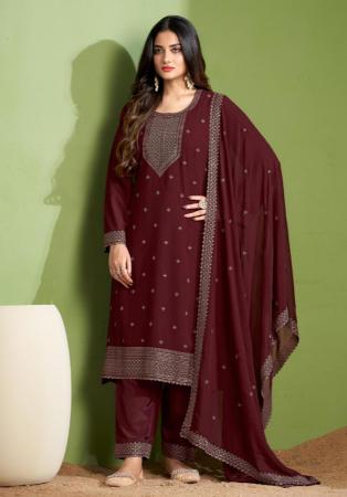 Picture of Admirable Georgette Brown Straight Cut Salwar Kameez