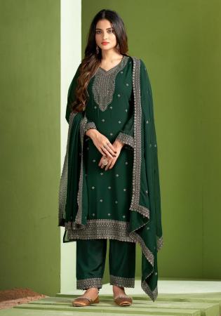 Picture of Georgette Dark Slate Grey Straight Cut Salwar Kameez