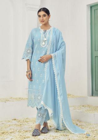 Picture of Well Formed Cotton Light Blue Readymade Salwar Kameez