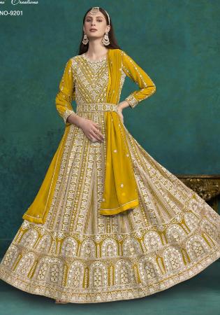 Picture of Georgette Dark Golden Rod Anarkali Salwar Kameez