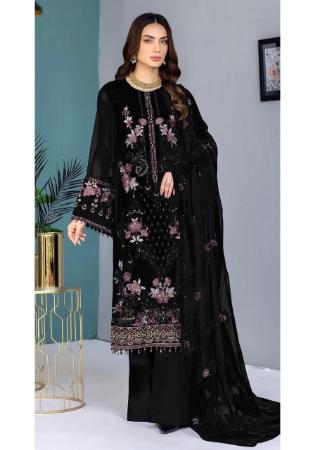 Picture of Elegant Georgette Black Straight Cut Salwar Kameez