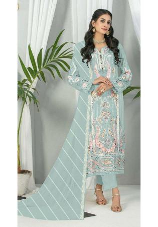 Picture of Georgette Off White Straight Cut Salwar Kameez