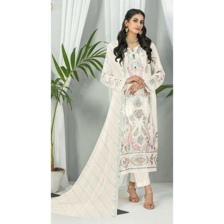 Picture of Marvelous Georgette White Straight Cut Salwar Kameez