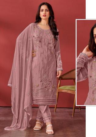 Picture of Appealing Georgette Rosy Brown Straight Cut Salwar Kameez