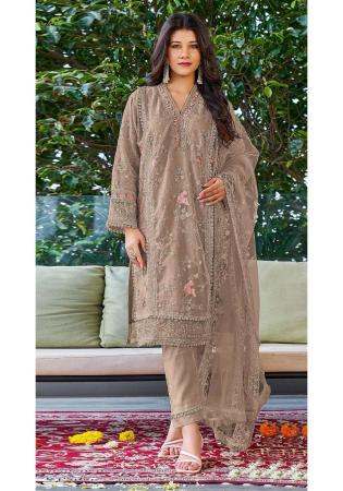 Picture of Sublime Georgette Beige Straight Cut Salwar Kameez