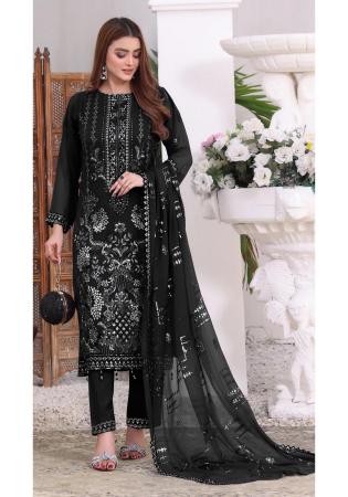 Picture of Nice Georgette Black Straight Cut Salwar Kameez