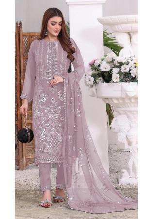 Picture of Georgette Rosy Brown Straight Cut Salwar Kameez