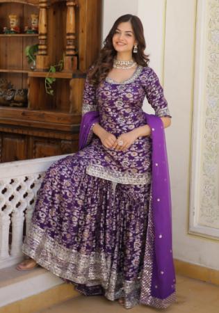 Picture of Statuesque Chiffon Dark Orchid Readymade Salwar Kameez