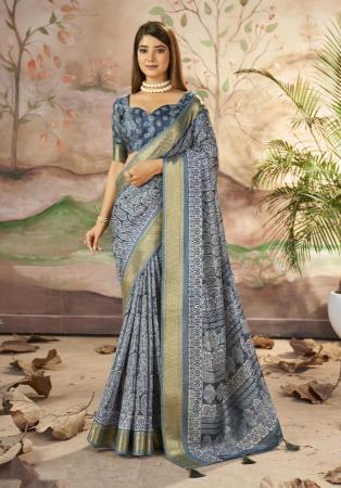 Picture of Superb Silk Slate Grey Saree