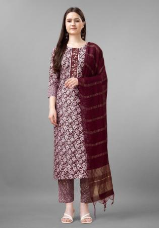 Picture of Elegant Rayon Maroon Readymade Salwar Kameez