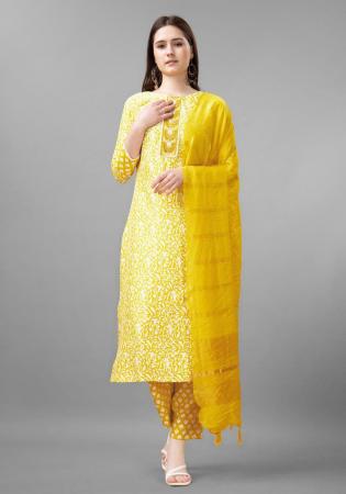 Picture of Pleasing Rayon Golden Readymade Salwar Kameez