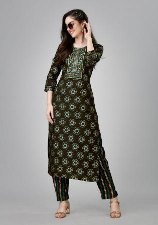 Picture of Classy Rayon Dark Olive Green Kurtis & Tunic