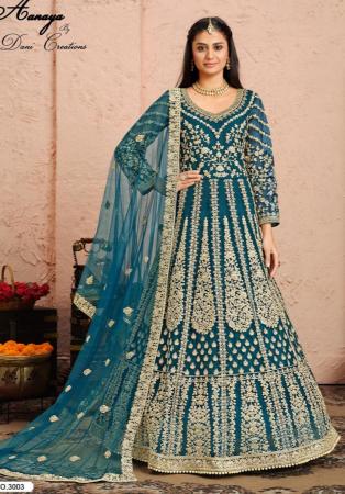 Picture of Fascinating Net Teal Anarkali Salwar Kameez