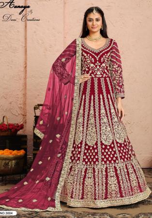 Picture of Splendid Net Dark Red Anarkali Salwar Kameez