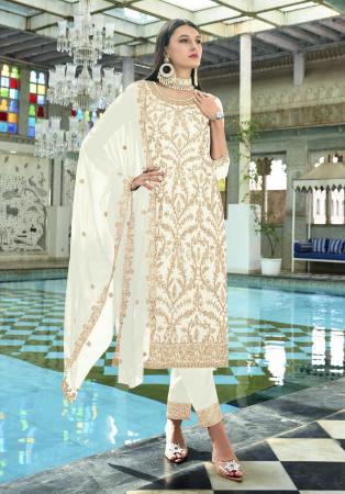 Picture of Charming Georgette Off White Readymade Salwar Kameez