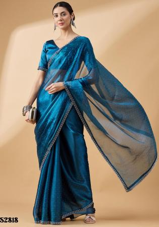 Picture of Elegant Organza Light Sea Green Saree