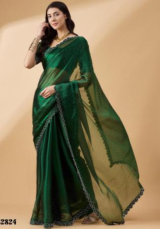 Picture of Fine Organza Sea Green Saree