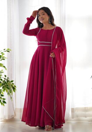 Picture of Stunning Organza Maroon Readymade Salwar Kameez