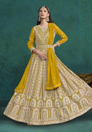 Picture of Pleasing Georgette Sandy Brown Anarkali Salwar Kameez