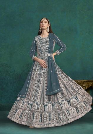 Picture of Georgette Dark Slate Grey Anarkali Salwar Kameez