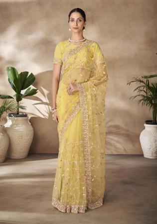 Picture of Pretty Net Khaki Saree