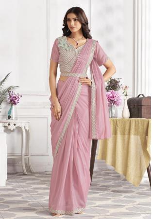 Picture of Good Looking Georgette & Organza Pale Violet Red Saree